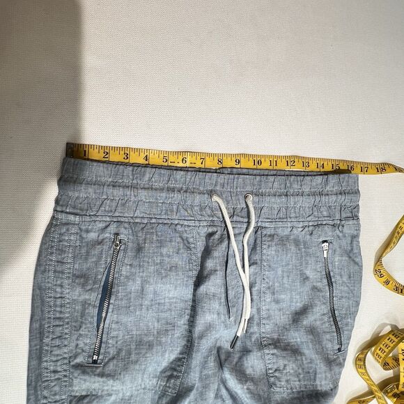 Athleta Cabo Linen Jogger Blue Sz 8 Pull On High Rise Drawstring Coastal Travel - Picture 11 of 14